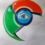 A big eye is at the center of the GOOGLE brand. This painting represents the big brother Google who watches us and enters our lives...