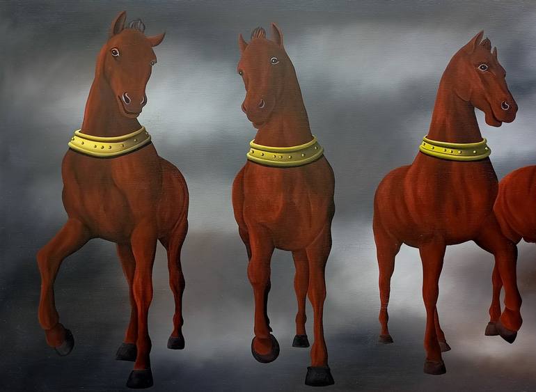 Original Figurative Horse Painting by Trevisan Carlo