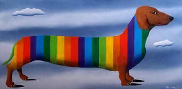 Saatchi Art Artist Trevisan Carlo; Painting, “Lady Dachshund rainbow” #art