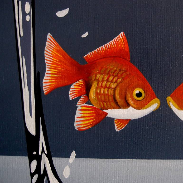 Original Surrealism Fish Painting by Trevisan Carlo