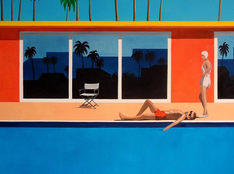 California Swimming Pool Painting by Trevisan Carlo | Saatchi Art