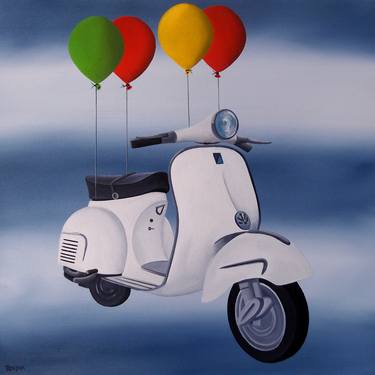 Print of Motorbike Paintings by Trevisan Carlo