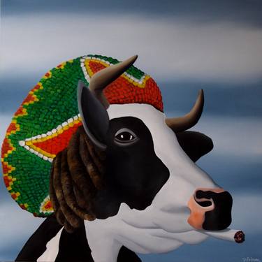 Original Surrealism Cows Paintings by Trevisan Carlo
