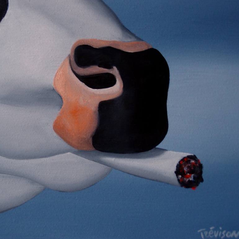 Original Surrealism Cows Painting by Trevisan Carlo