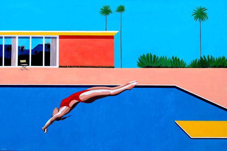 California pool Painting by Trevisan Carlo Saatchi Art