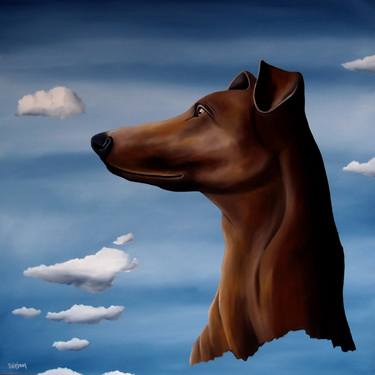 Original Surrealism Dogs Paintings by Trevisan Carlo