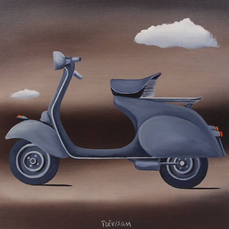 Original Surrealism Motorcycle Painting by Trevisan Carlo