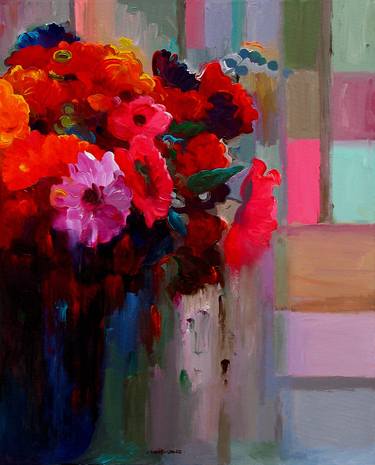 Original Modern Floral Paintings by Hooshang Khorasani