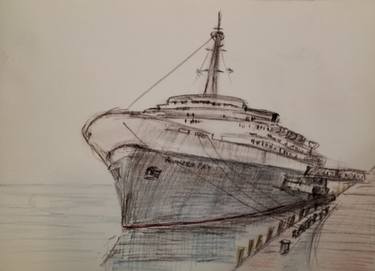 Original Boat Drawing by joop hagestein