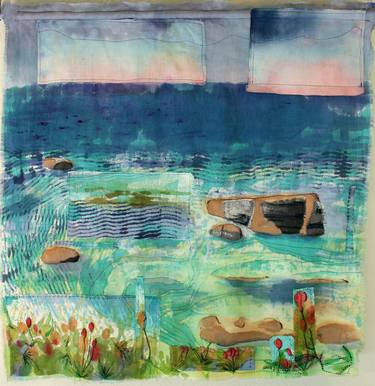 Original Expressionism Landscape Collage by Lynne Cunningham