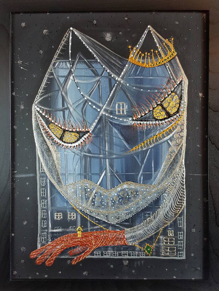 Original Surrealism Cats Painting by Maria Marachowska
