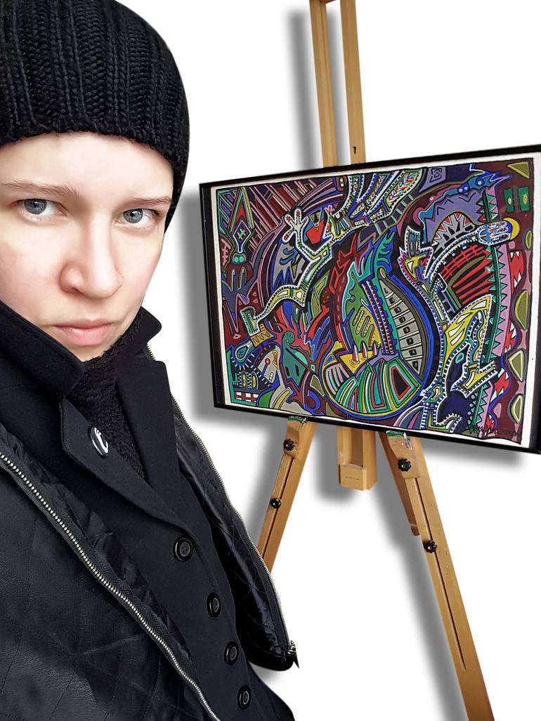 Original Expressionism Graffiti Painting by Maria Marachowska