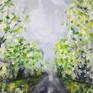 ORIGINAL PAINTING "ON THE ROAD" (Acrylics, Canvas, 50x50x1,6 cm) BY MARIA MARACHOWSKA 2018