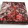 "RED NIGHT TREE" (Acrylic, Relief Contour, Canvas, 10x10 cm, Ready to hang) BY MARIA MARACHOWSKA 2018