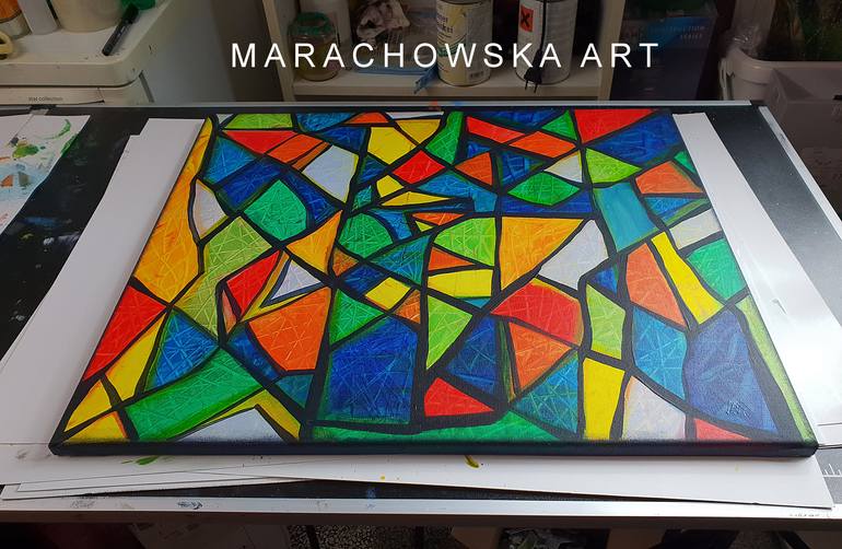 Original Abstract Expressionism Abstract Painting by Maria Marachowska