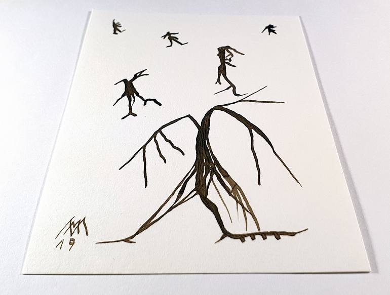 Original Minimalism Tree Drawing by Maria Marachowska