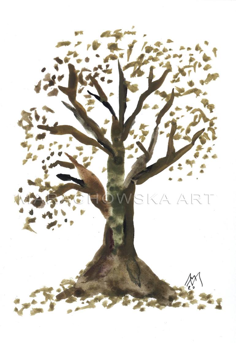 AUTUMN TREE - MARACHOWSKA ART Painting by Maria Marachowska | Saatchi Art