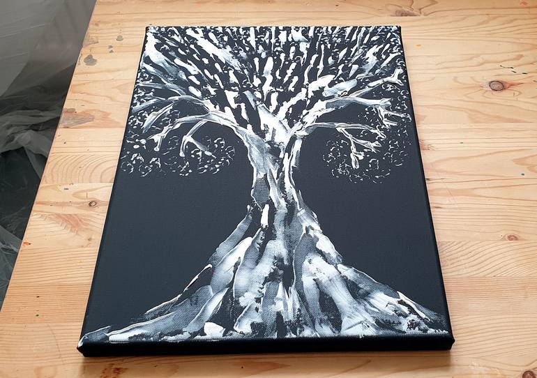 Original Expressionism Tree Painting by Maria Marachowska