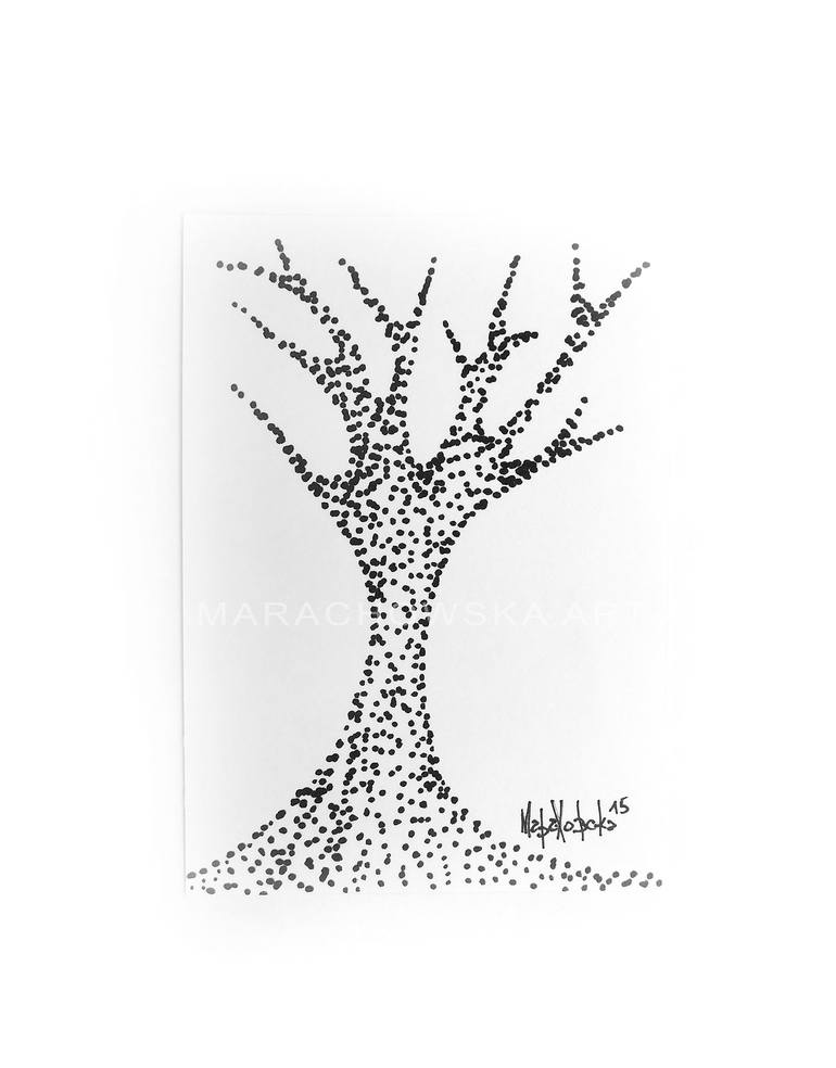 Original Figurative Tree Drawing by Maria Marachowska
