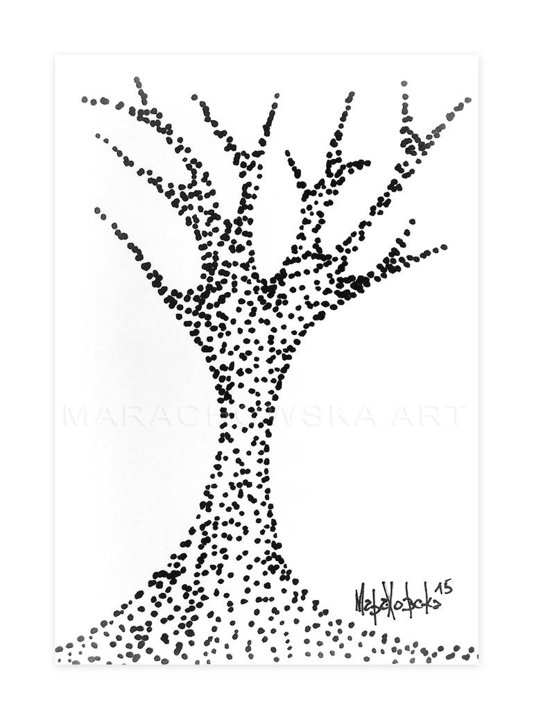 Original Figurative Tree Drawing by Maria Marachowska
