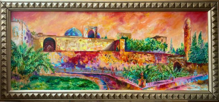 Original Abstract Expressionism Architecture Painting by Halima Alasgarova
