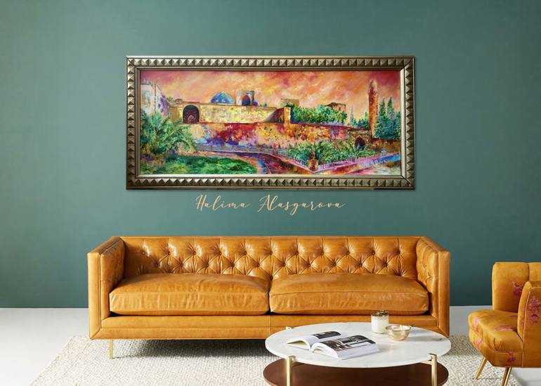 Original Abstract Expressionism Architecture Painting by Halima Alasgarova