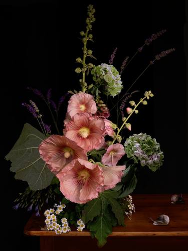 A Vase of Flowers, Hollyhocks, after Van Huysum - Limited Edition of 20 thumb