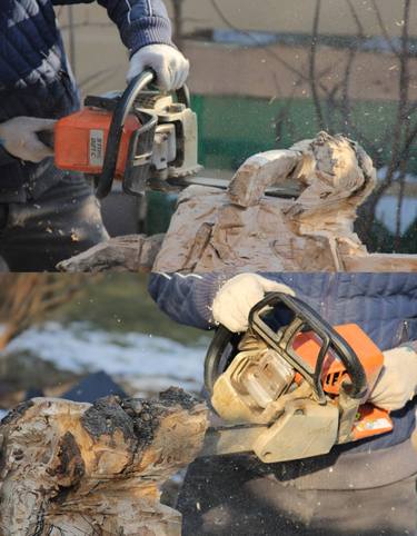 Wooden Chainsaw Making Of thumb