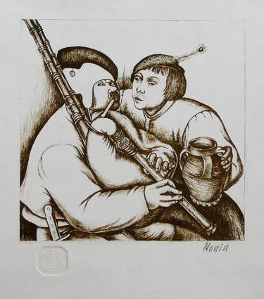 Original Figurative Music Printmaking by Sergei Monin