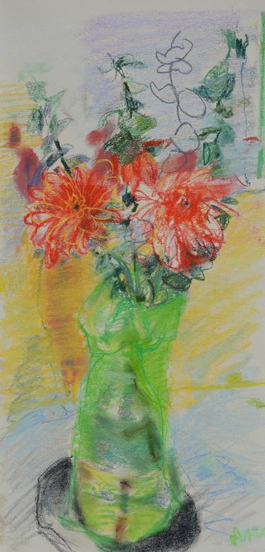 Original Expressionism Floral Drawings by L Verkler