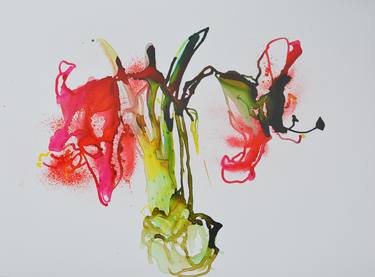 Original Abstract Expressionism Floral Drawings by L Verkler