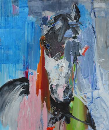Original Abstract Expressionism Horse Paintings by L Verkler