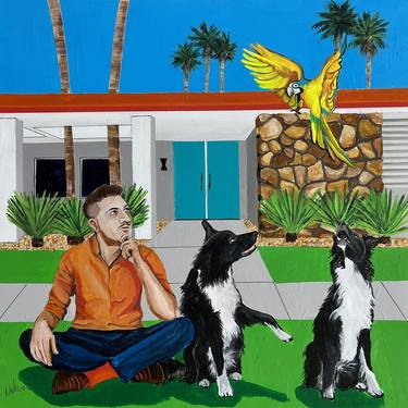 Original Figurative Dogs Paintings by Dan Nelson