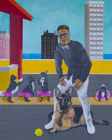 Original Figurative Dogs Paintings by Dan Nelson