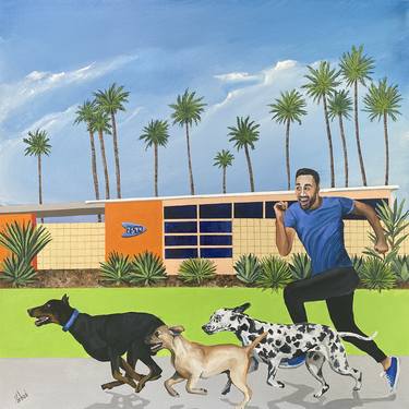 Original Figurative Dogs Paintings by Dan Nelson