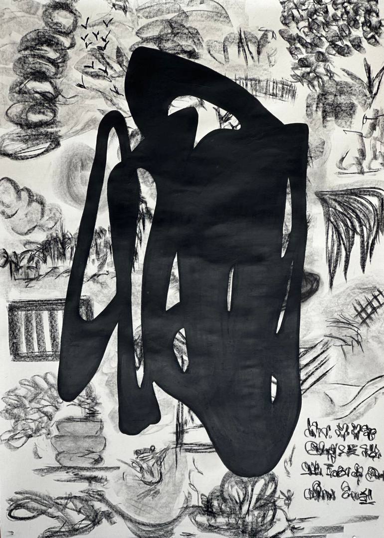 Original Black & White Abstract Painting by Adriana Carambia