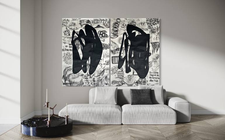 Original Black & White Abstract Painting by Adriana Carambia