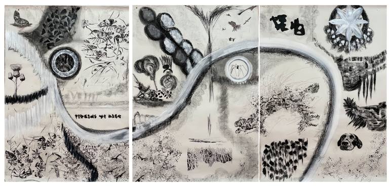 Original Abstract Expressionism Fantasy Collage by Adriana Carambia