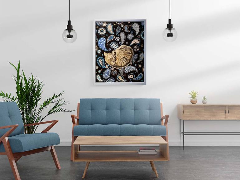 Original Fine Art Cats Painting by Jelena Nova