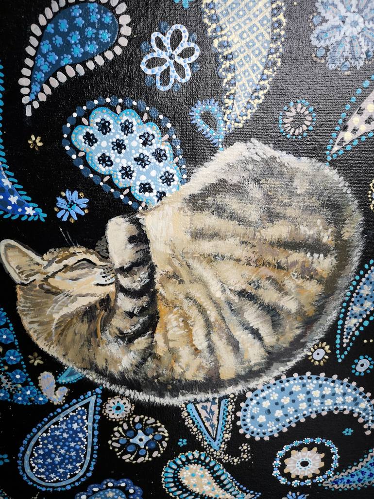 Original Fine Art Cats Painting by Jelena Nova