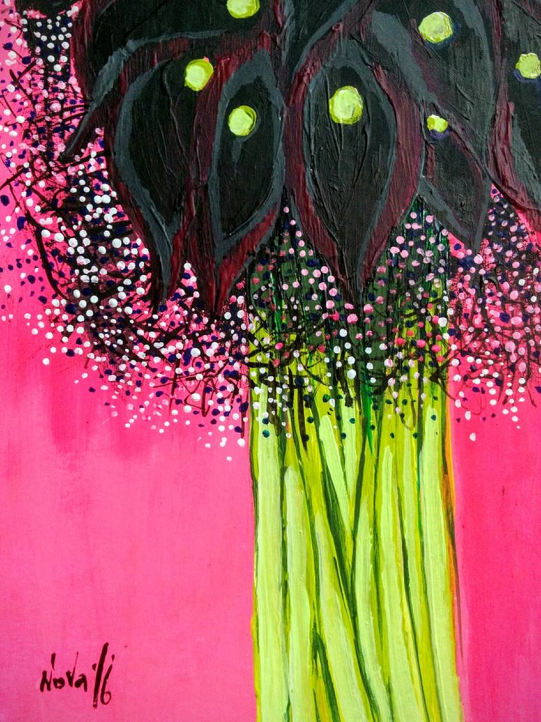 Original Abstract Expressionism Floral Painting by Jelena Nova