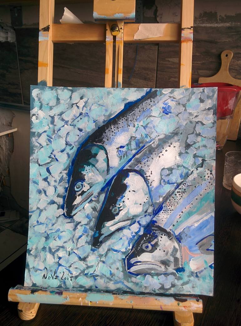 Original Impressionism Fish Painting by Jelena Nova