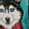 The initial idea was to create a serious impressionistic painting of a husky dog with wide brush strokes... Which no matter what I did- just didn't work out. There was a funny creature looking at me from my canvas... I left it at that and keep giggling whenever I walk past it.