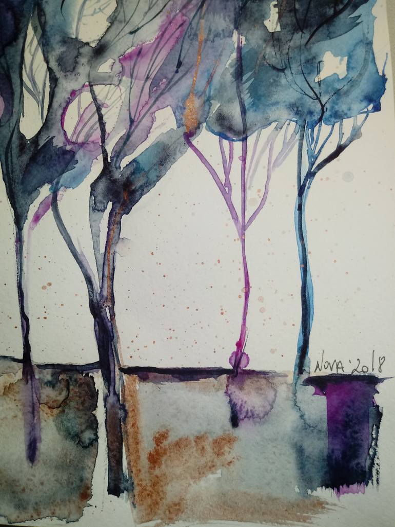 Original Impressionism Tree Painting by Jelena Nova