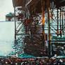 Acrylic painting on paper greatly inspired by one of my friends' photographs of Brighton Beach. I'm enchanted by the game of light between the wooden pillars and how blurred the horizon is so that one cannot tell for sure where the sea ends and sky begins.