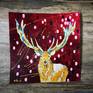 Reindeers is currently one of favorite topics, partly due to the coming winter - time, partly due to that I live in a northern country where deers and reindeers do exist and if lucky you can see them in wild, better if at a distance, walking freely in all their glory. I have combined my need to the bright bold statement colors with the beauty of nature forms.