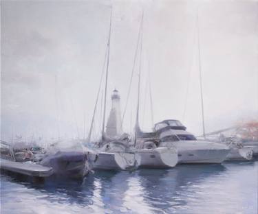 Original Impressionism Boat Painting by Yuri Pysar