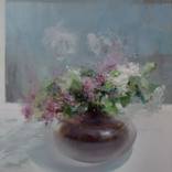 Floral Painting - Lilacs in a Round Vase by Yuri Pysar