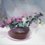 Floral Oil Painting - Lilacs on the Windowsill 2 by Yuri Pysar