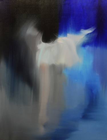 Ballerina Painting "Silver in Blue" thumb